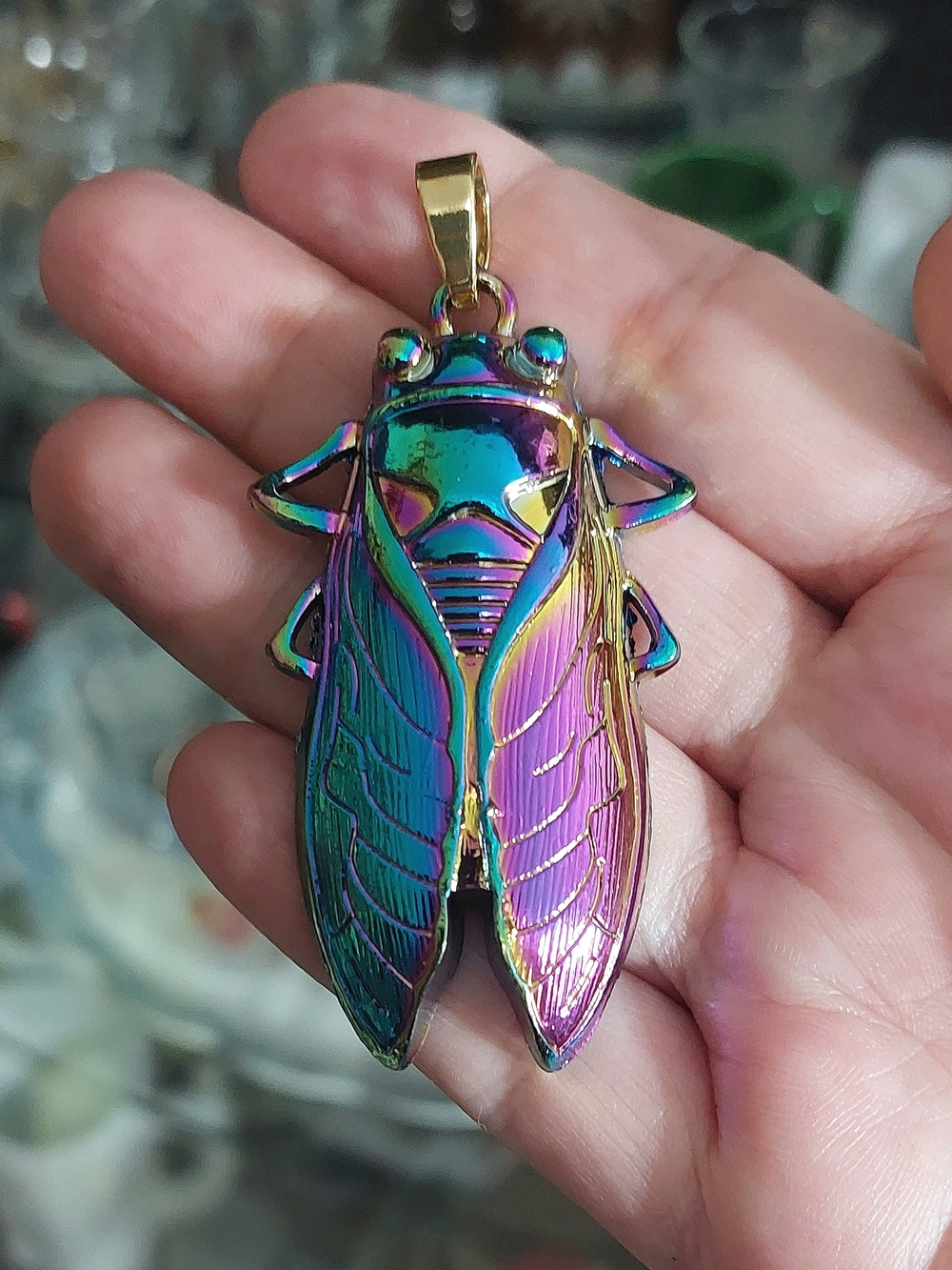 Iridescent Cicada Pendant Necklace - Multicolor Women Jewelry